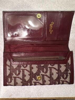 Burgundy Monogram Continental Wallet with Gold Tone Snap